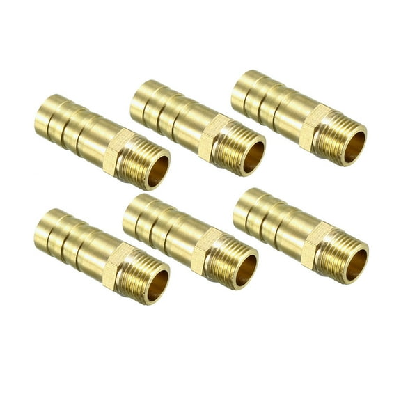 Brass Barb Hose Fitting Connector Adapter 10mm Barb x 1/8 PT Male Pipe 6pcs