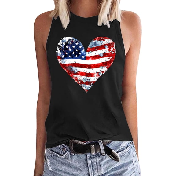 Tittly Women 4th Of July Shirts 4th Of July Tanks Top Flag Tank Tops for Women Womens American Flag Tank Tops Memorial Day Tank Top Women Black L