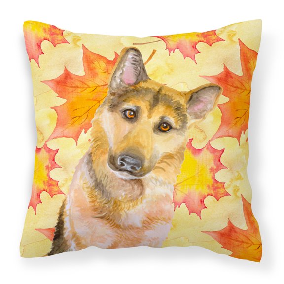 Carolines Treasures BB9972PW1414 German Shepherd 2 Fall Fabric Decorative Pillow  14Hx14W multicolor