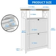 thumbnail image 3 of DEXTRUS Modern Shoe Cabinet with 2 Flip Drawers for 16 Pair of Shoes, Entryway Tipping Bucket Shoe Storage Organizer with Open Shelf, White, 3 of 9