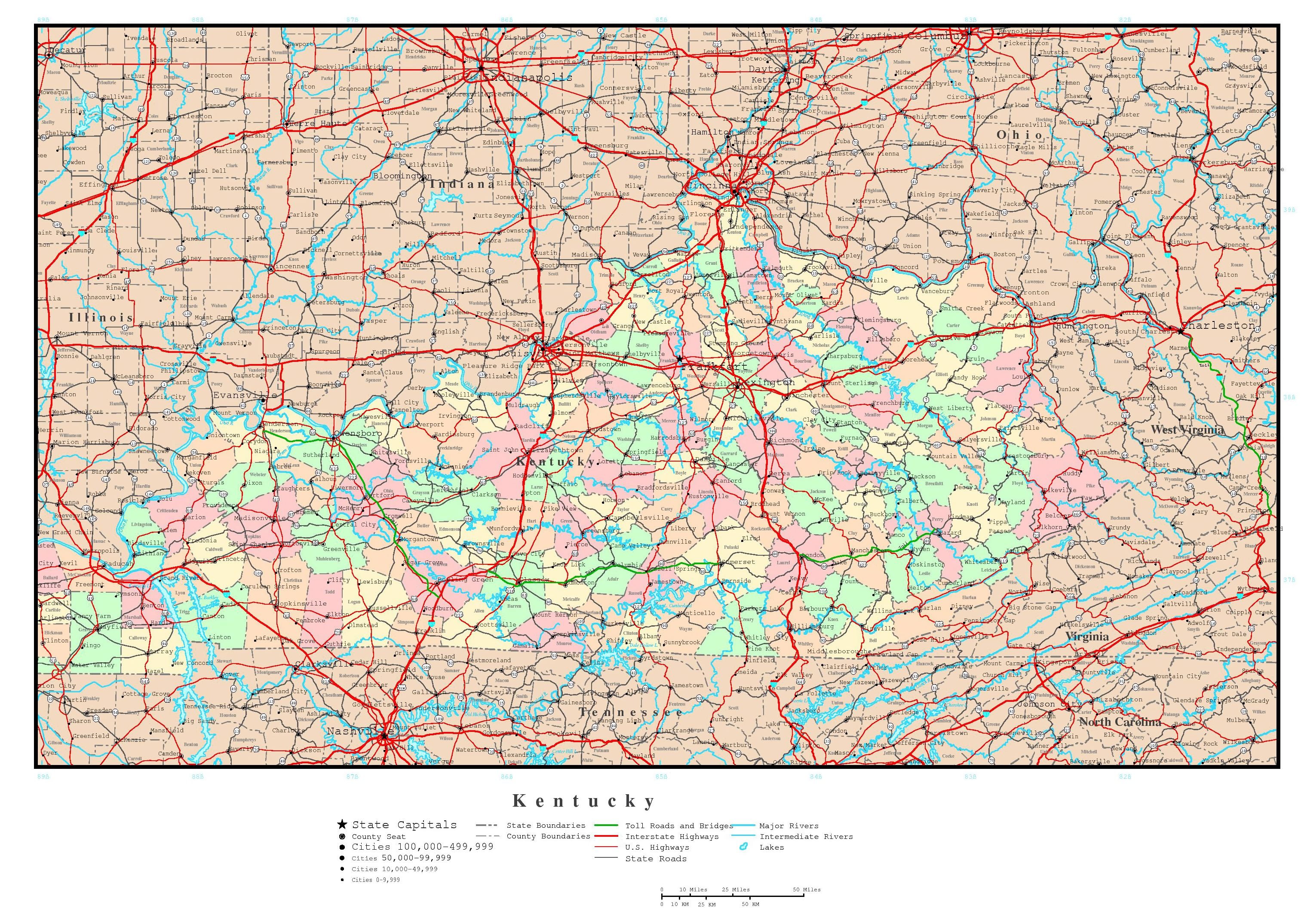Printable Kentucky Map With Cities - vrogue.co