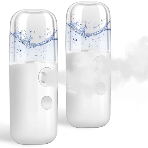 GIVERARE Paquete de 2 Nano Vapor Facial Handy Mini Mister USB Recargable Pulverizador de Niebla 30ml Tanque de Agua Visual Hidratante e Hidratante para el Cuidado de la Piel de la Cara Extensiones de