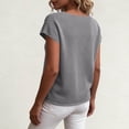 thumbnail image 6 of ClodeEU Women's Crewneck Short Sleeve Top with Cutout ,Casual Solid Color Summer Blouse Dark Gray,Women's Plus M, 6 of 7