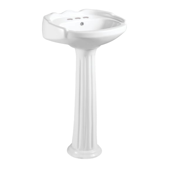 Kingston Brass VPB2034 Stuart 20-Inch Ceramic Pedestal Sink (4-Inch, 3 Hole) in Glossy White