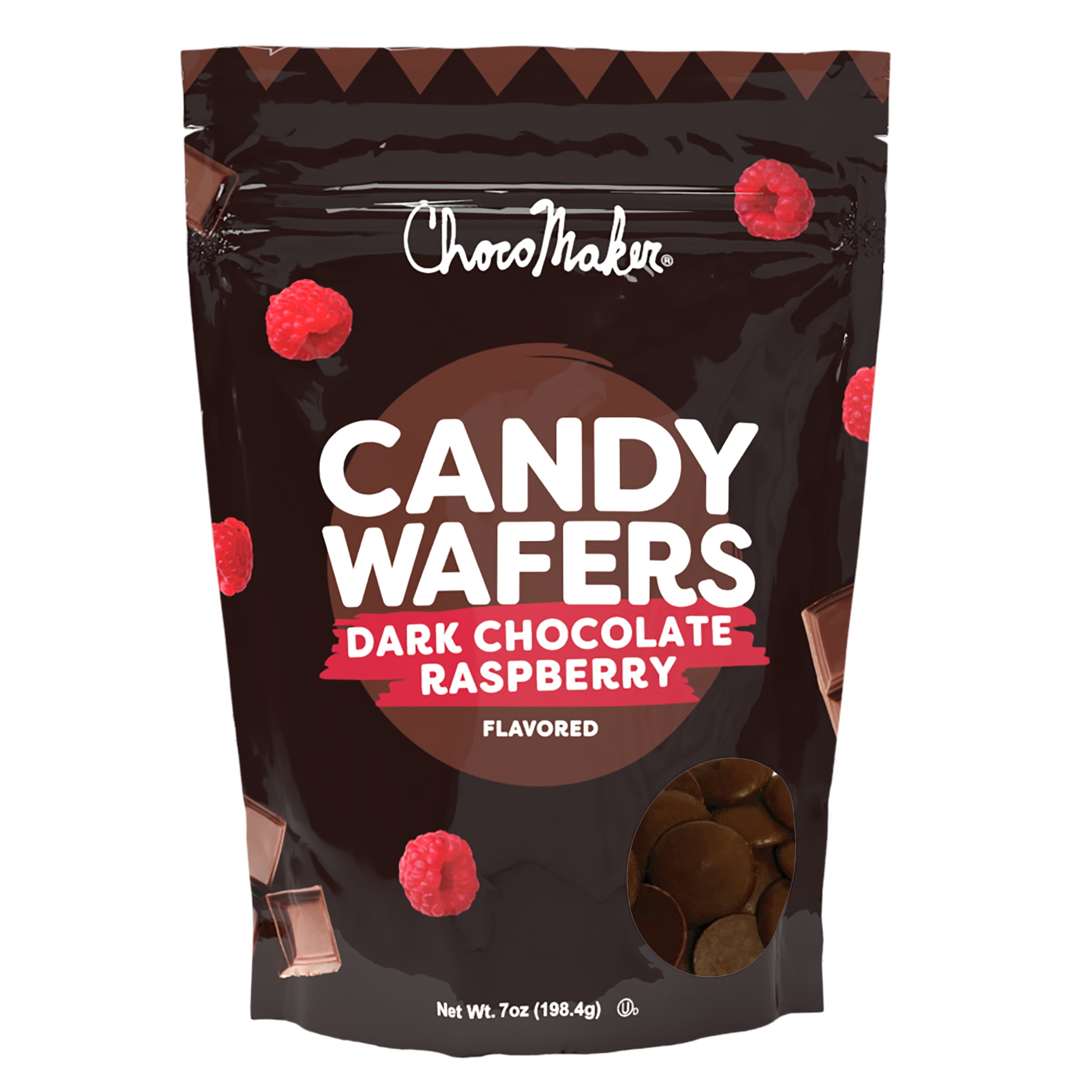 (4 pack) ChocoMaker Dark Chocolate Raspberry Flavored Candy Wafers 7oz