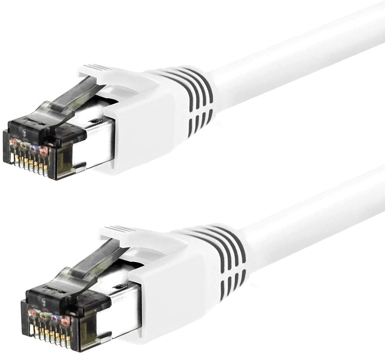 Nippon Labs 60CAT8-15-24WT Cat 8 Ethernet Cable 15 feet - White | 2GHz, 40G, 24AWG, S/FTP