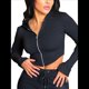 thumbnail image 1 of Sudadera con Capucha y Cremallera para Mujer, Chaqueta Tipo Cárdigan Corto, Sudadera con Capucha, Top Informal de Larga. Negro XL, 1 of 8