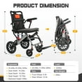 thumbnail image 3 of Wheelchairs for Adults Transport Wheelchair Only 20 Lbs with 4 Shock-Absorbing Pumps Portable Ultra Light Elderly Wheelchair Equipped Removable Flip Armrests Locking Handbrake Support 220 Lbs, 3 of 8