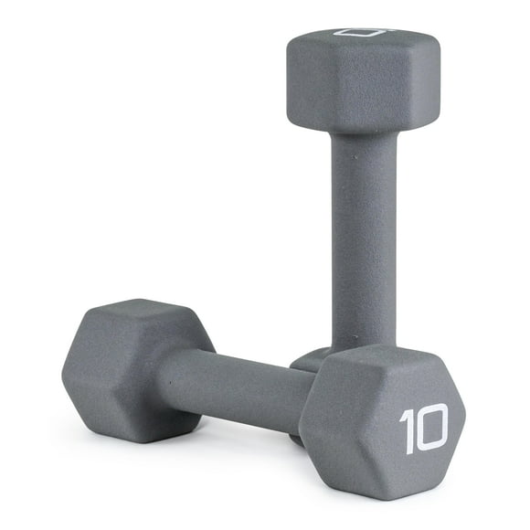CAP Barbell Neoprene Coated Dumbbell Weight, 10 lb Pair, Cool Gray