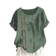 thumbnail image 1 of Blusas de Manga Corta para las Mujeres Impresas Cómodas Sueltas, Cuello Redondo Botón Casual Abajo para el Hogar Y el Uso Diario de la Moda, 1 of 3