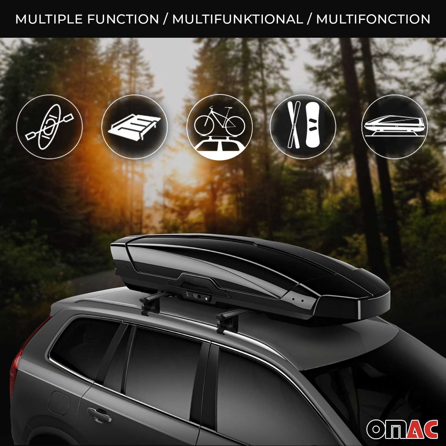 OMAC Roof Rack Cross Bars Fits Honda HR-V 2016-2022 Black Luggage Carrier 2 Pcs