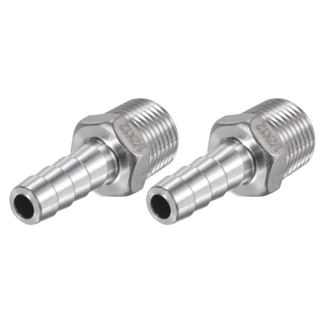 Unique Bargains Raccord de Tuyau Droit en Acier Inoxydable 12mmx1/2PT 2 Pcs