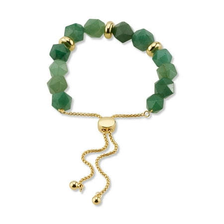 Green Mexican Bracelet - 14KT Gold Flash Plated Genuine Green Aventurine Bolo Bracelet