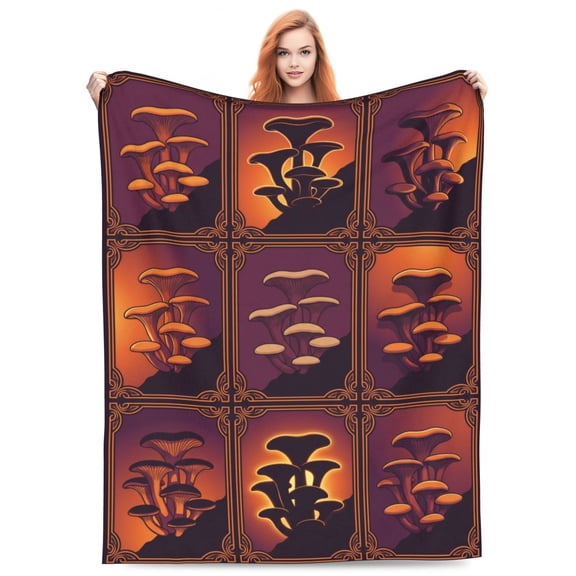 Mushroom Throw Blanket Mushroom Lover Gift, Soft Flannel Throw Blanket for Sofa Couch Bed Bedroom Home Decor 50x40