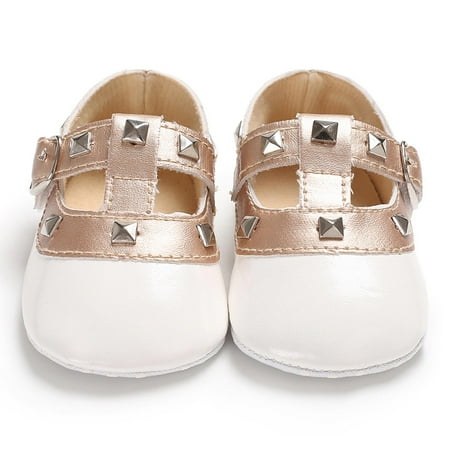 

Newborn Infant Baby Girl Bow Princess Shoes Soft Sole Crib Leather Solid Buckle Strap Flat With Heel Baby Shoes
