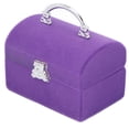 thumbnail image 2 of Caja de anillos pequeña, organizador de joyas de viaje portátil retro simple para guardar anillos y pendientes, color morado, 2 of 5