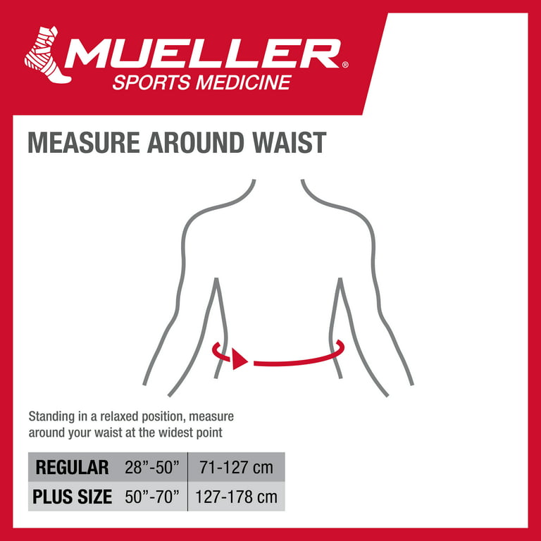 Mueller Adjustable Lumbar Back Brace with Removable Pad, Plus Size, Fits  Waist Sizes 50 - 70