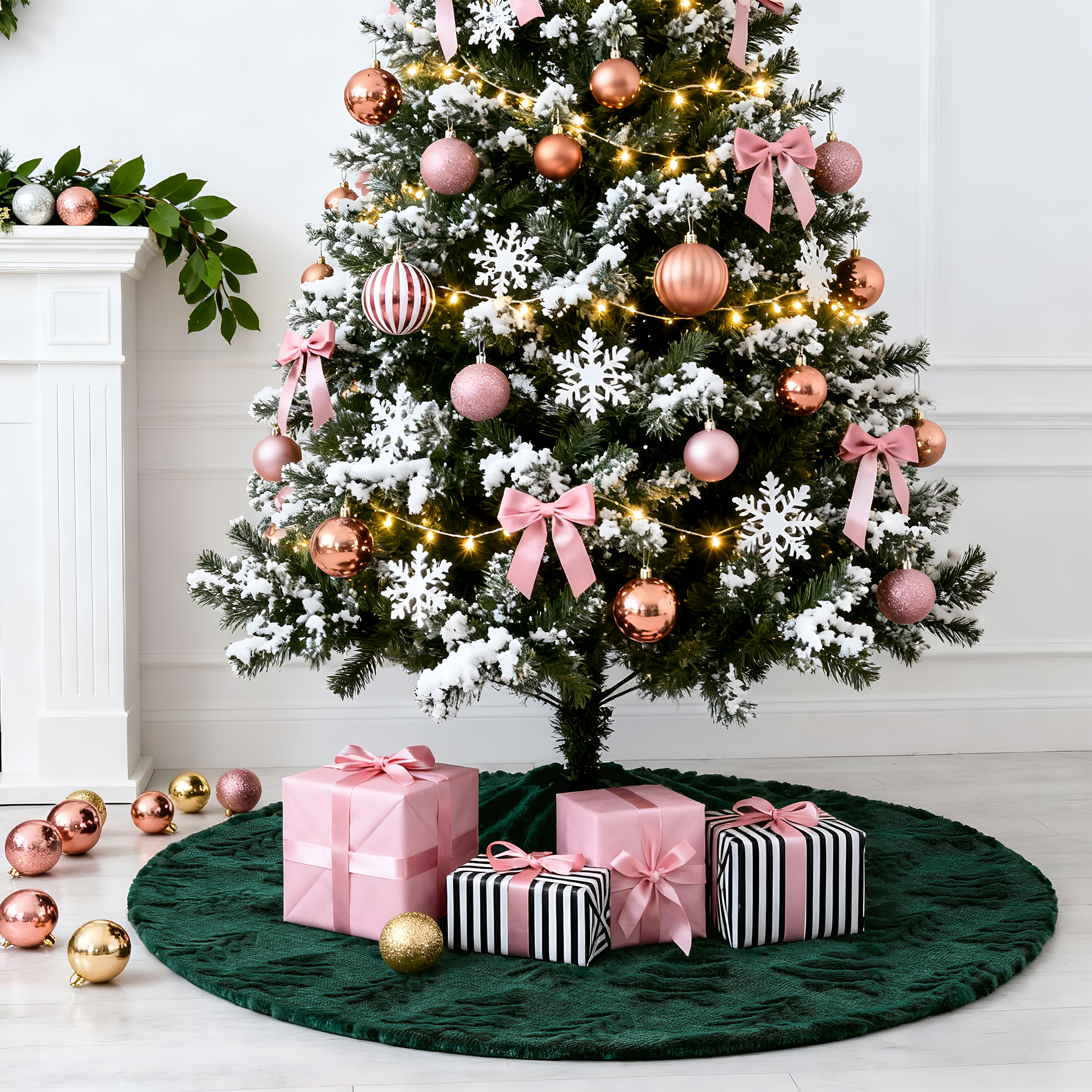 Sanmadrola Green Plush Christmas Tree Skirt, 30 In photo 3
