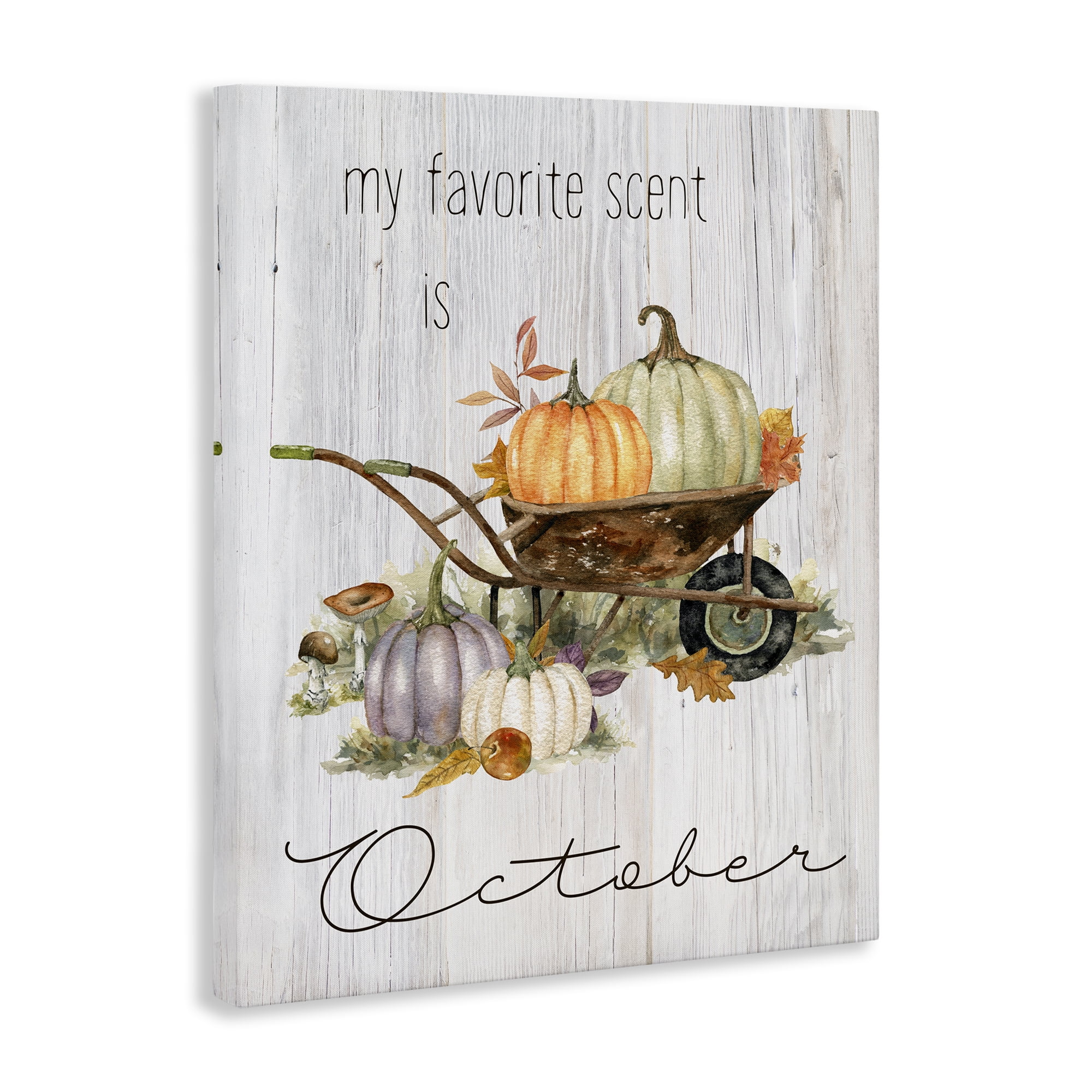 Stupell Industries Favorite Scent is October Holiday Painting Gallery Wrapped Canvas Art Prints Wall Art, 30 x 40