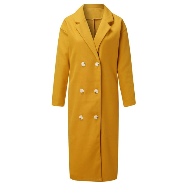 Gabardina de lana con doble botonadura para mujer, chaqueta larga de manga larga, prendas de vestir