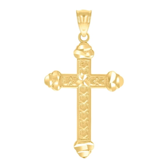14k Yellow Gold Unisex Dc Cross Love Hearts Religious Pendant Necklace Charm 36.5x19.4mm Wide Pendant for Women