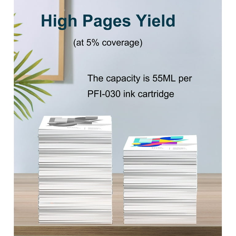 T2TONER PFI-030 High-Yield Ink Cartridge 5-Pack – Replacement For Canon ImagePROGRAF TA-20, TA-30 Printers (60ml Each)