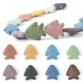 thumbnail image 2 of U8MO 5PCS Fish Shape 25x24mm 35x32mm Colorful Lava Stone Loose Pelelith Beads-Ink Blue-35x32mm, 2 of 7