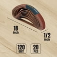 thumbnail image 5 of POWERTEC 20PK 1/2 x 18 Inch Sanding Belts, 120 Grit Aluminum Oxide Belt Sander Sanding Belt for Air File Belt Sander, Woodworking, Metal Polishing, 401812, 5 of 7