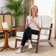 thumbnail image 3 of Simenmax Mid Century Modern Accent Chair, Lounge Chair with Cushion, Solid Wood Chair with Arms, Reading Chair for Living Room, Bedroom,Beige, 3 of 9