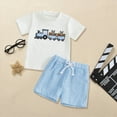 thumbnail image 2 of TOWED22 Baby Boy Clothes Toddler Boy Summer Outfits Short Sleeve Patchwork Top T-shirt & Pocket Pant Set 2 Piece 12 Months-4T(White,18-24 Months), 2 of 8