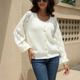 thumbnail image 4 of Knit Sweater Cardigan for Women with Button Long Sleeve V Neck Casual Spring Fall Coat Outerwear Jacket Blouses (XL, White), 4 of 7
