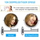 thumbnail image 5 of Espejo de maquillaje de pared, espejo de tocador con iluminación LED de doble cara y aumento de 10x para baño, giratorio 360°, recargable por USB y con brazo extensible de 18 cm, cromado., 5 of 8