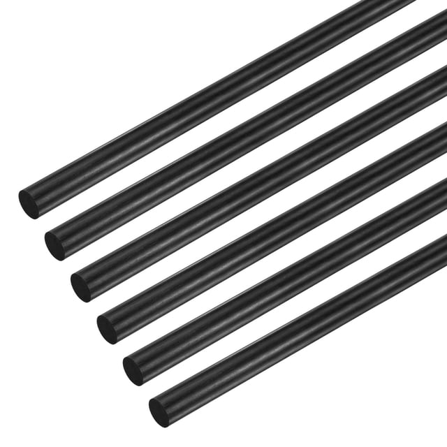 Uxcell 6-Pack Varillas de Fibra de Carbono, Longitud de 400mm Diámetro de 5mm Varilla Sólida Mate de Fibra de Carbono