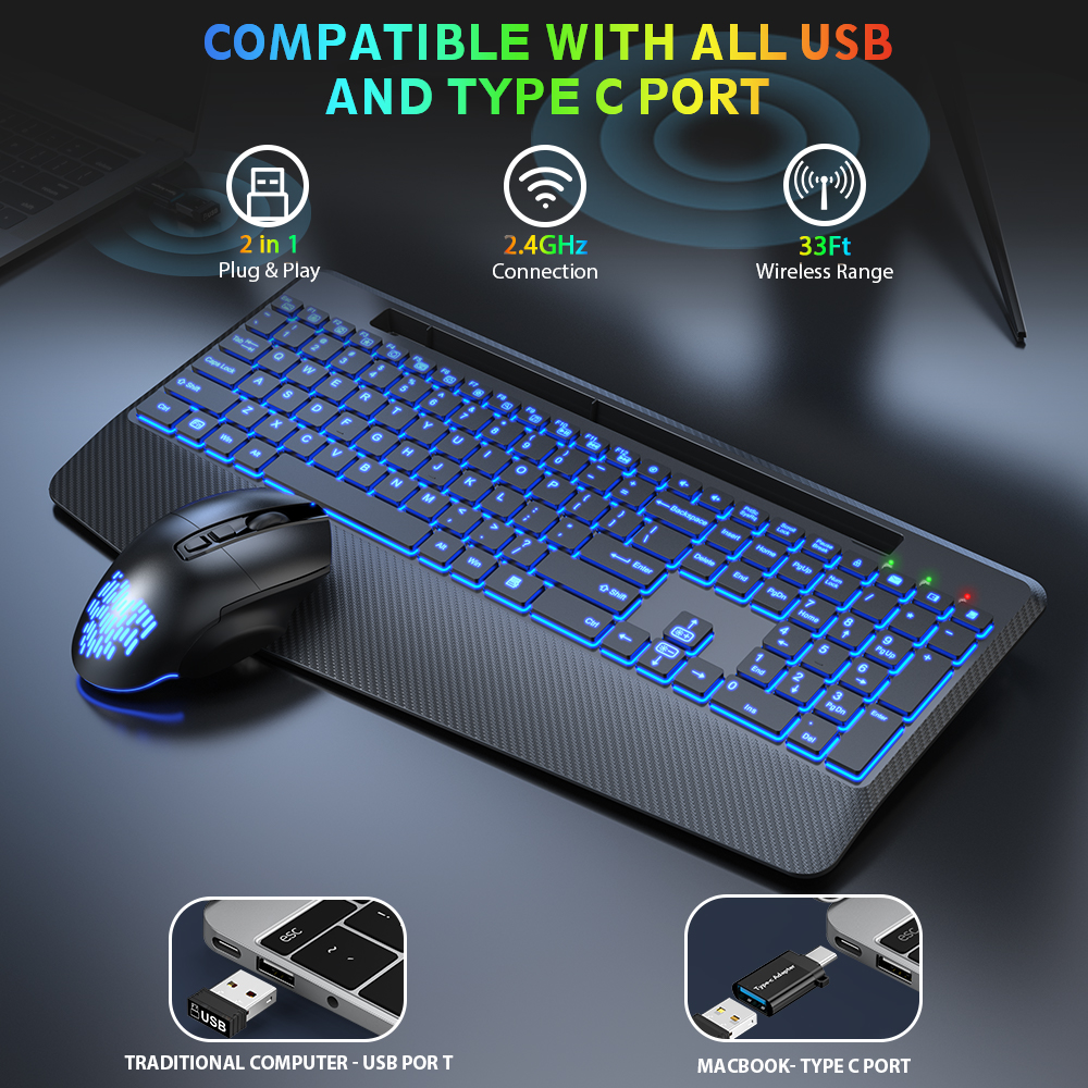 Wagpak Wireless Backlit Keyboard and Mouse Combo photo 4