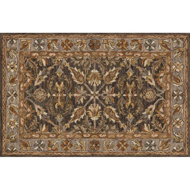 Loloi Victoria 7'9" x 9'9" Hand Made Wool Rug in Dark Taupe and Gray