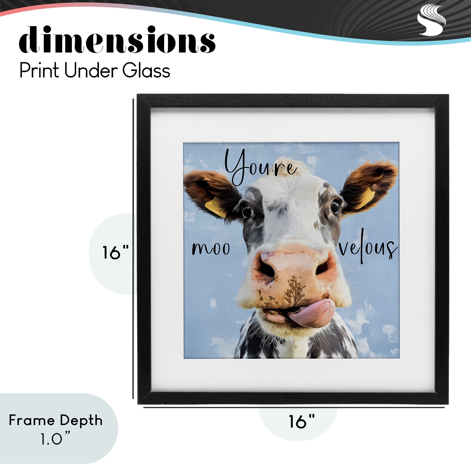 Stupell Industries You're Moo-velous Cow Black Framed Print Under Glass, design by Kim Curinga