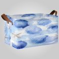 thumbnail image 2 of Waterproof Foldable Storage Basket Medium, Metal Frame & Hollow Board Support, for Clothes and Toy Organization Cerulean Seashells Pattern, 2 of 8