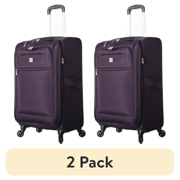 (2 pack) Protege Arendale 24" Softside Expandable Rolling Spinner Luggage, Purple