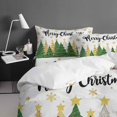 thumbnail image 4 of Green Christmas Tree King Size Comforter Set, Merry Christmas Pine Gold Star Snowing Soft Bedding for All Seasons, 4 Pcs Bed Set with 1Comforter (90"x106") ,1 Sheet(94"x116"), 2 Pillowcases (19"x35"), 4 of 7