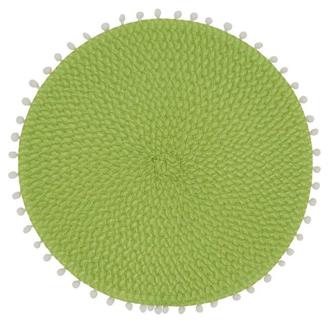 Saro Lifestyle 2802.LM15R Ensemble de 4 Napperons Ronds 15 Po. Pompon, Lime