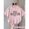 thumbnail image 1 of Camiseta informal de verano para niña con estampado de leopardo y diseño de corazón con letras de hermana mayor, cuello redondo y manga corta, algodón blanco, perfecta para atuendos informales o par, 1 of 6