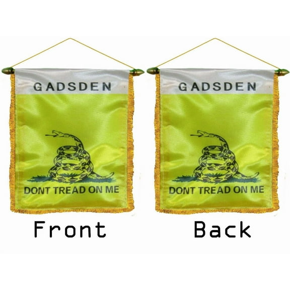 QUEST- Gadsden Don'T Tread Double Sided Mini Flag 4"X6" Window Banner W/ Suction Cup