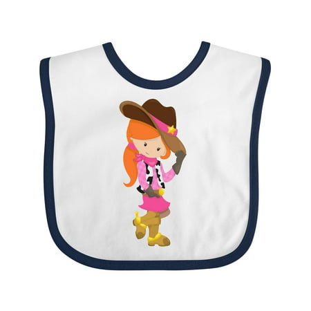 

Inktastic Cowgirl Sheriff Western Country Orange Hair Gift Baby Girl Bib