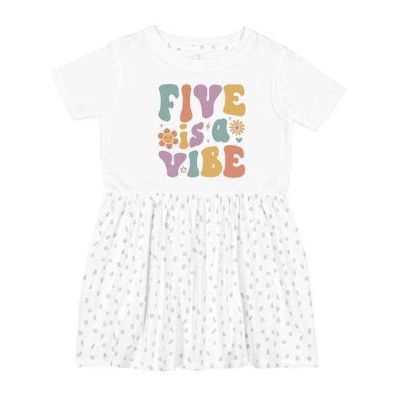 Inktastic Five is a Vibe 5th Birthday Retro Colors Girls Toddler Dress