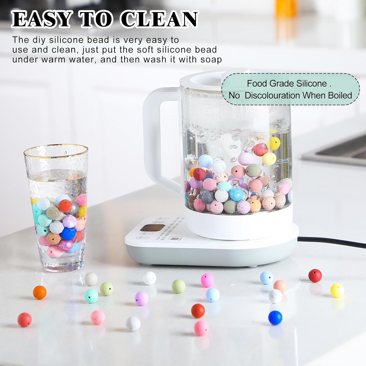 GYTY   500 Pcs 15mm Silicone Beads Mixed Round Silicone Beads Bracelet Making Kit Focal Beads Loose Beads for DIY Craft Necklace Jewelry Bracelet Lanyard Keychain Making (50 Colors)