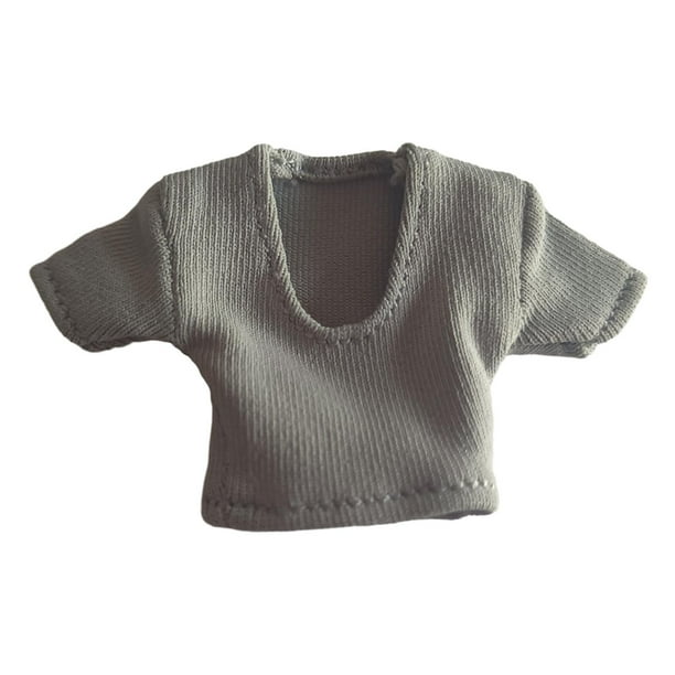 Figuras de acción a escala 1/12, camisa, ropa para muñecas, decoración de muñecas en miniatura, ropa suave Gris