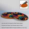 thumbnail image 4 of Musical Note Round Coasters Set of 6, Microfiber Leather Drink Coasters, 11x11 cm/4.3x4.3 in, Table Coasters for Glasses, Cups, Mugs - Black, 4 of 6