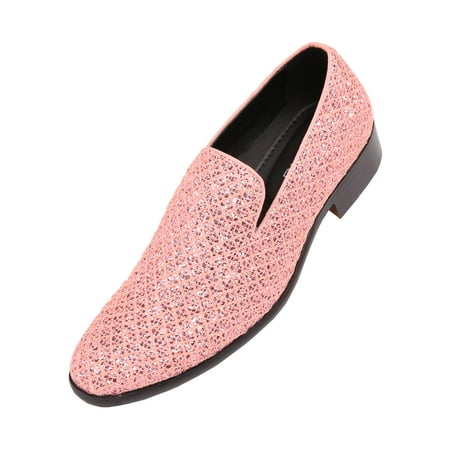 - Bolano Mens Metallic Sparkling Lattice Glitter Tuxedo Slip on Smoking Slipper Dress Shoe, Style Sarlo, Runs Large Size 1/2 Size Down