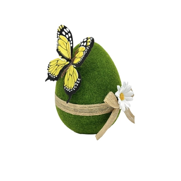 HuiXinOu Large Flocked Easter Egg Decor 15.24x10.16 Inch for Home Table Centerpiece Shop Window Display Spring Holiday Party Indoor Outdoor Decorative Ornaments