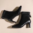 thumbnail image 4 of Women’s High Block Heel Back Zipper Ankle Booties, Elegant Dress Short Boots, Fashion Comfort Heeled Ankle Boots for Party Office Women Black 6, 4 of 7